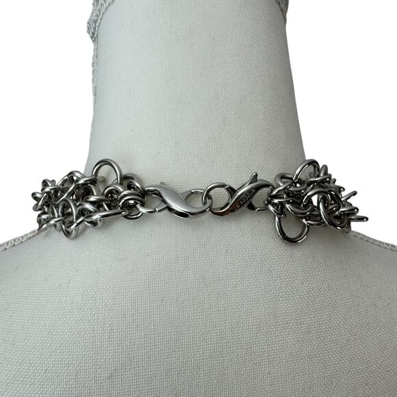 LIA SOPHIA Silver Tone Chunky Chain Link Triple Strand Necklace Versatile 3 pcs - Picture 4 of 9